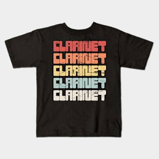 Vintage 70s CLARINET Text Kids T-Shirt